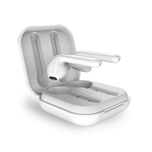 Puro Bluetooth Slim Pod-øretelefoner med ladestasjon, Vit
