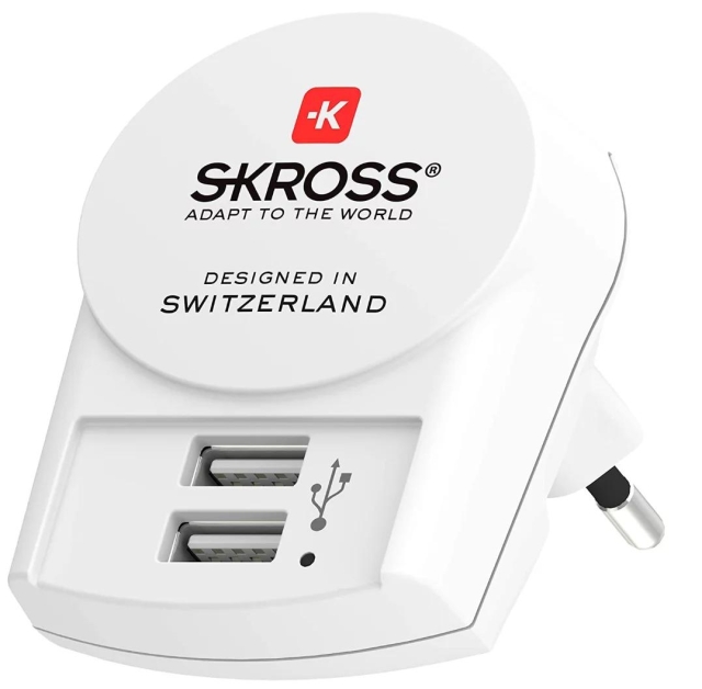 SKROSS Euro USB-lader - 2xType A - BULK
