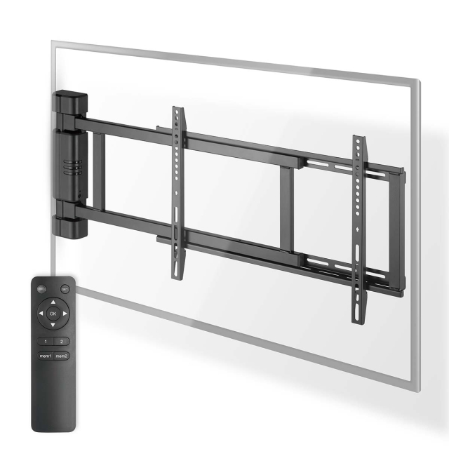 Nedis Motorisert TV Veggfeste | 32 - 75 " | Maximum skjerm vekt: 50 kg | Roterbar | Minimum vegg avstand: 56 mm | Fjernstyrtkontrolert | ABS / Stål | Sort