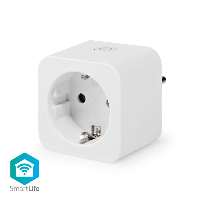 Nedis SmartLife Smart Plug | IP21 | Efektmåler | 3680 W | Hybrid (CEE 7/7) | 0 - 55 °C | Android™ / IOS | Hvit | 1 stk
