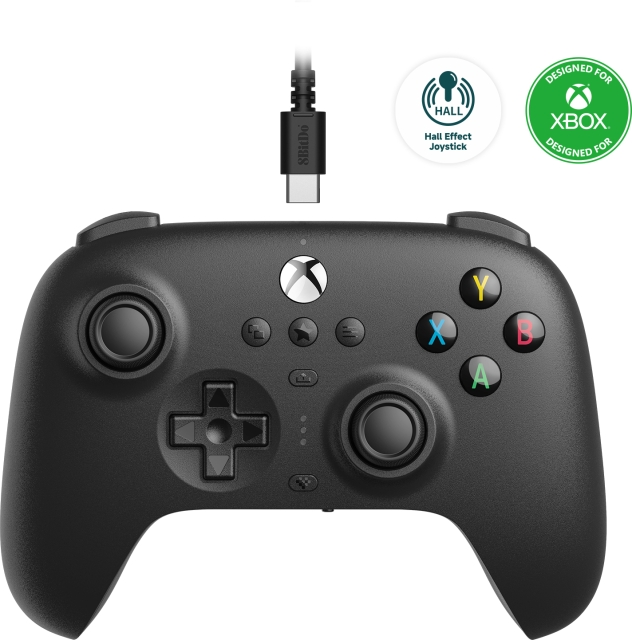 8Bitdo Ultimate Wired Controller - Hall Edition trådløs spillkontroller, svart, Xbox/PC