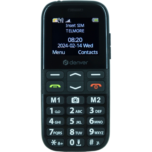 Denver 4G-knapptelefon med SOS/alarmknapp og store, tydelige knapper