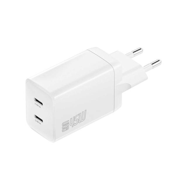4smarts Vegglader PDPlug Dual 45W GaN 2C hvit