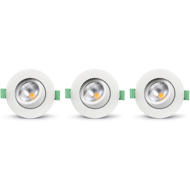 Llitt Lisa dimbar innfelt downlight 3000K 600lm IP65 3-pak Hvit