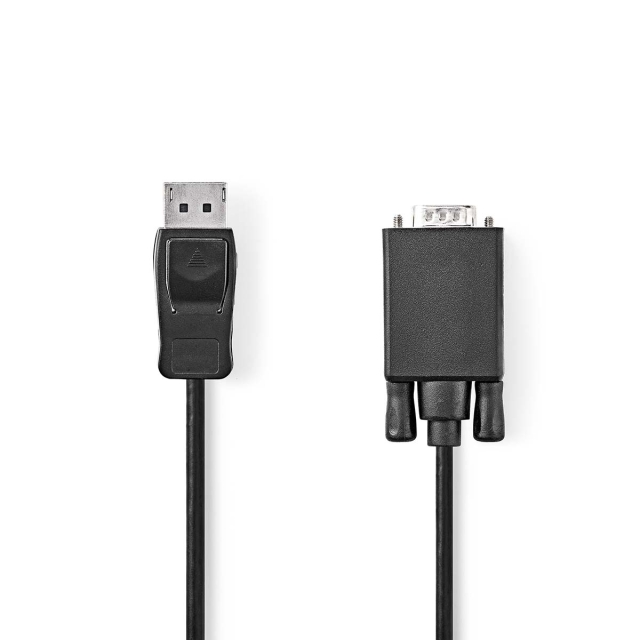 Nedis VGA-kabel | DisplayPort Han | VGA Han | Nikkel belagt | Maksimum oppløsning: 1080p | 1.00 m | Rund | PVC | Sort | Label