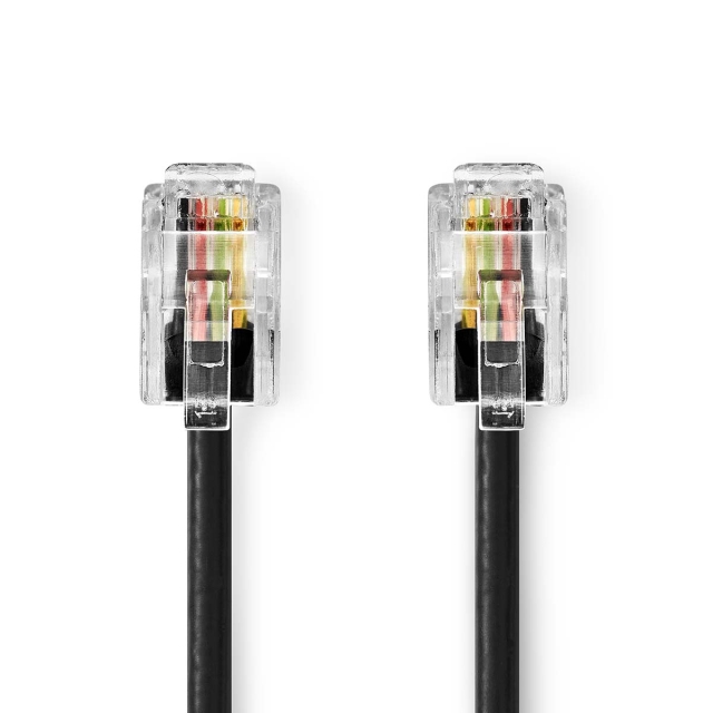 Nedis Telecom Cable | RJ10 Han | RJ10 Han | 5.00 m | Kabelutforming: Opprullet | Kabeltype: RJ10 | Sort | Konvolutt