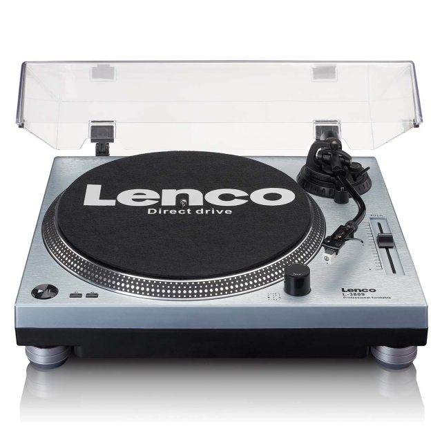 Lenco L-3809ME Direktedrevet platespiller med USB / PC-koding Metallisk blå