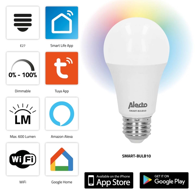 Alecto Smart LED fargelampe med Wi-Fi