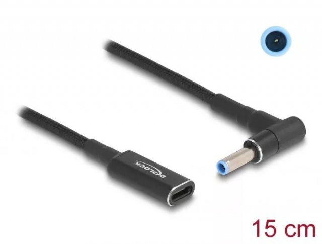 DeLOCK Ladekabel for bærbar PC USB Type-C til HP 4,5 x 3,0 mm 15 cm