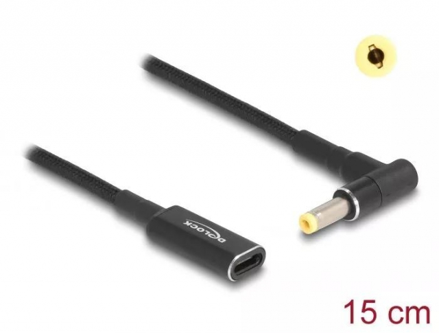 DeLOCK Ladekabel for bærbar PC USB Type-C til HP 4,8 x 1,7 mm 15 cm