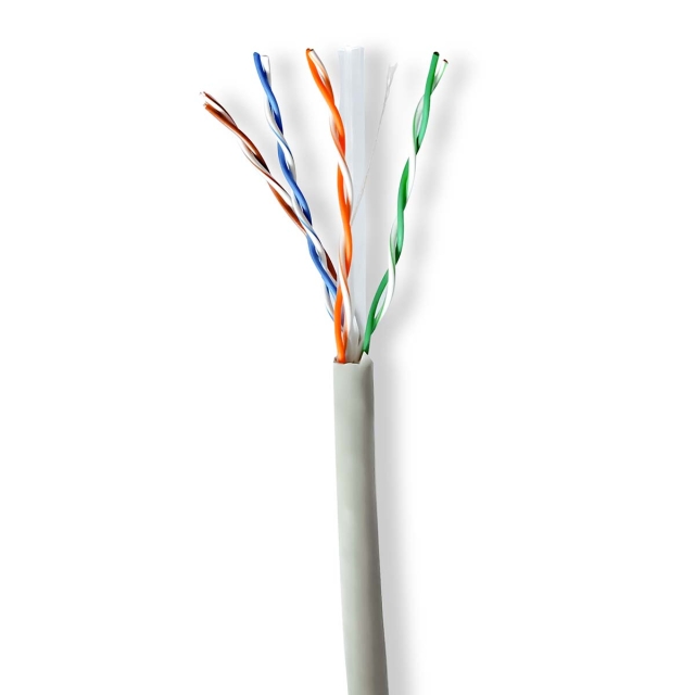 Nedis Nettverkskabelen Roll | CAT6 | Strandet | U/UTP | CCA | 305.0 m | Innendørs | Rund | PVC | Grå | Trekkboks