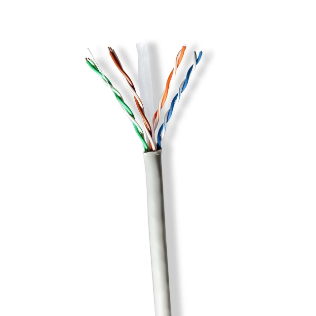 Nedis Nettverkskabelen Roll | CAT6 | Fast | U/UTP | CCA | 305.0 m | Innendørs | Rund | PVC | Grå | Trekkboks