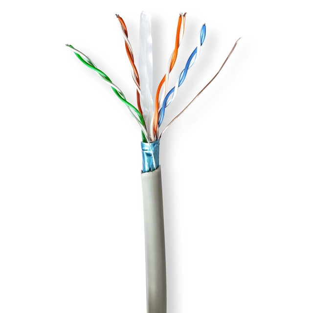 Nedis Nettverkskabelen Roll | CAT6 | Strandet | F/UTP | CCA | 305.0 m | Innendørs | Rund | PVC | Grå | Trekkboks