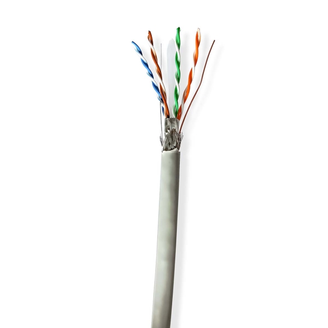 Nedis Nettverkskabelen Roll | CAT6 | Fast | SF/UTP | CCA | 100.0 m | Innendørs | Rund | PVC | Grå | Trekkboks