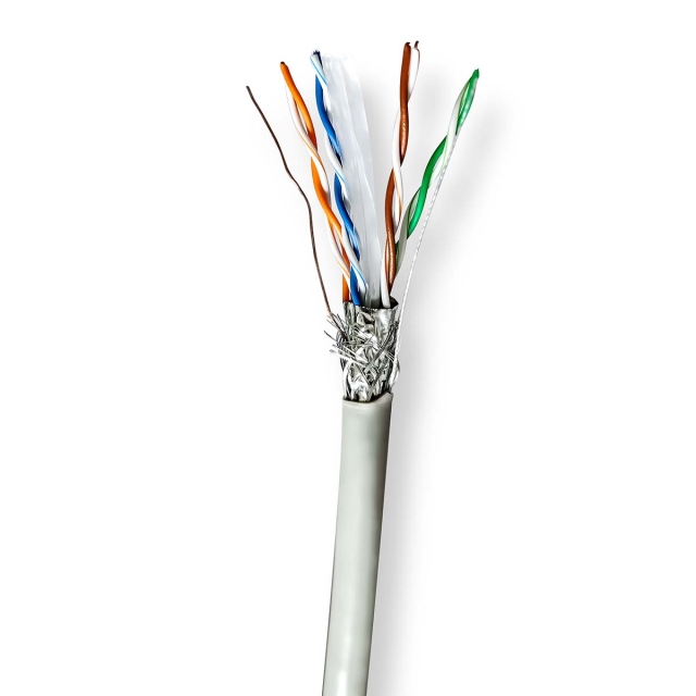 Nedis Nettverkskabelen Roll | CAT6 | Strandet | S/FTP | CCA | 305.0 m | Innendørs | Rund | PVC | Grå | Trekkboks