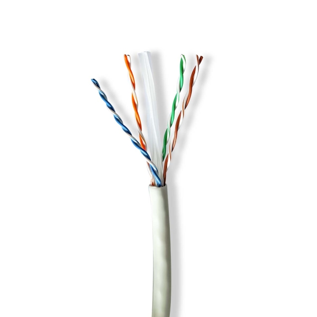 Nedis Nettverkskabelen Roll | CAT6a | Fast | U/UTP | Kobber | 100.0 m | Innendørs | Rund | LSZH | Grå | Gaveeske
