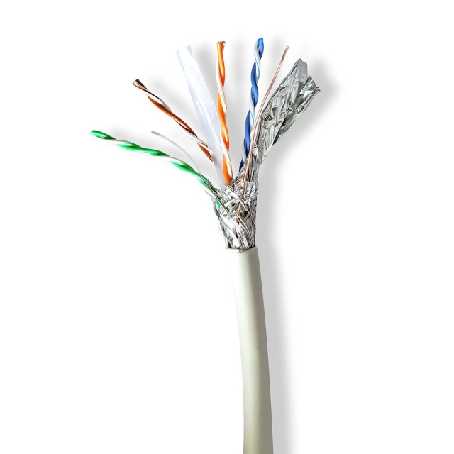 Nedis Nettverkskabelen Roll | CAT6a | Fast | SF/UTP | Kobber | 100.0 m | Innendørs | Rund | LSZH | Grå | Gaveeske