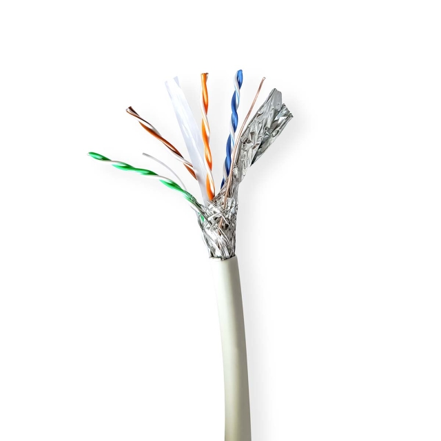 Nedis Nettverkskabelen Roll | CAT6a | Fast | SF/UTP | Kobber | 305.0 m | Innendørs | Rund | LSZH | Grå | Trekkboks
