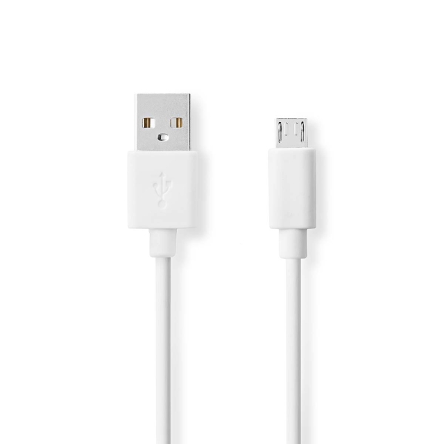 Nedis USB-kabel | USB 2.0 | USB-A Han | USB Micro-B Han | 480 Mbps | Nikkel belagt | 2.00 m | Rund | PVC | Hvit | Boks