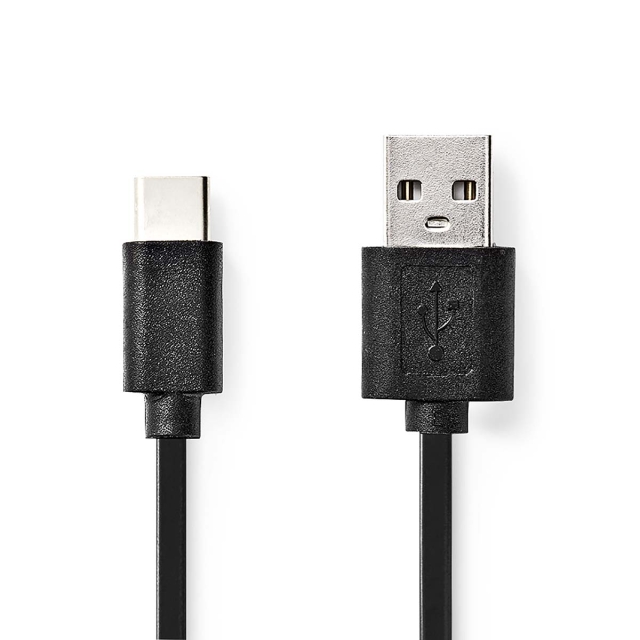 Nedis USB-kabel | USB 2.0 | USB-C™ Hann | USB-A Han | 15 W | 480 Mbps | Nikkel belagt | 3.00 m | Rund | PVC | Sort | Boks