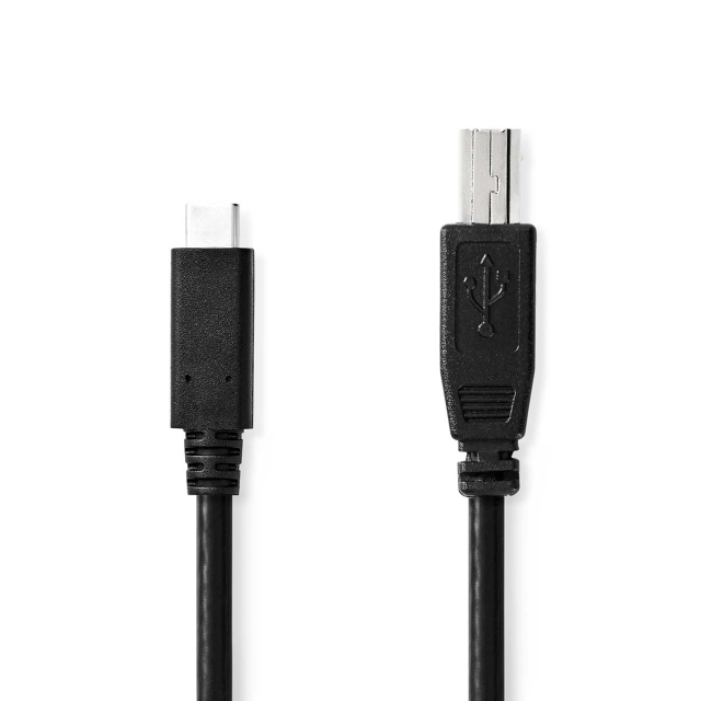 Nedis USB-kabel | USB 2.0 | USB-C™ Hann | USB-B Han | 480 Mbps | Nikkel belagt | 2.00 m | Rund | PVC | Sort | Boks