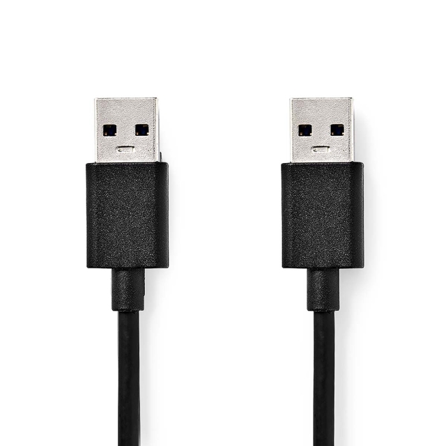 Nedis USB-kabel | USB 3.2 Gen 1 | USB-A Han | USB-A Han | 5 Gbps | Nikkel belagt | 1.00 m | Rund | PVC | Sort | Boks