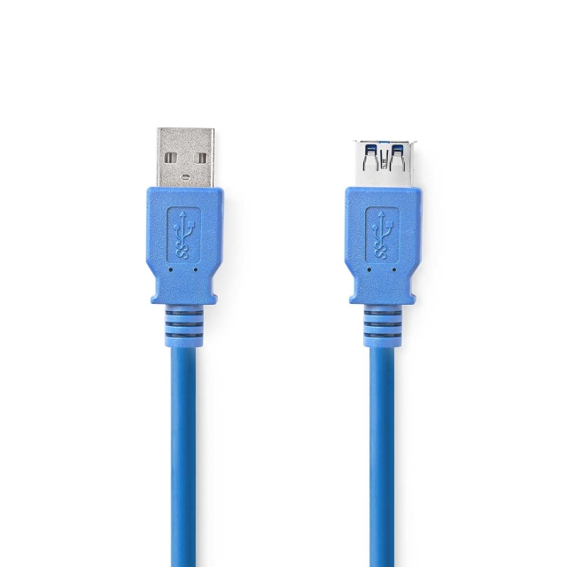 Nedis USB-kabel | USB 3.2 Gen 1 | USB-A Han | USB-A Hun | 5 Gbps | Nikkel belagt | 2.00 m | Rund | PVC | Blå | Boks