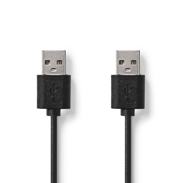Nedis USB-kabel | USB 2.0 | USB-A Han | USB-A Han | 480 Mbps | Nikkel belagt | 2.00 m | Rund | PVC | Sort | Label