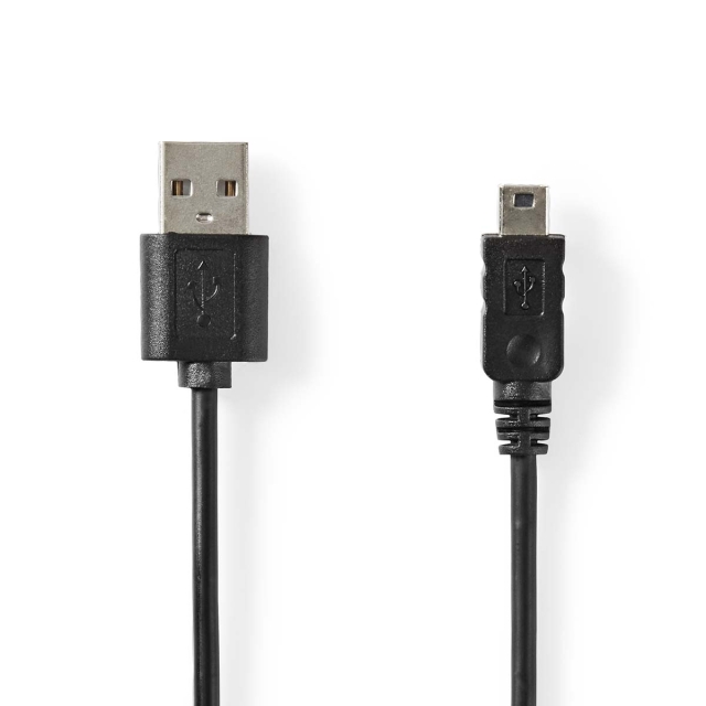 Nedis USB-kabel | USB 2.0 | USB-A Han | Mini 5-Pin Han | 480 Mbps | Nikkel belagt | 2.00 m | Rund | PVC | Sort | Label