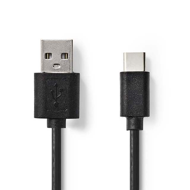 Nedis USB-kabel | USB 2.0 | USB-A Han | USB-C™ Hann | 5 W | 480 Mbps | Nikkel belagt | 1.00 m | Rund | PVC | Sort | Label