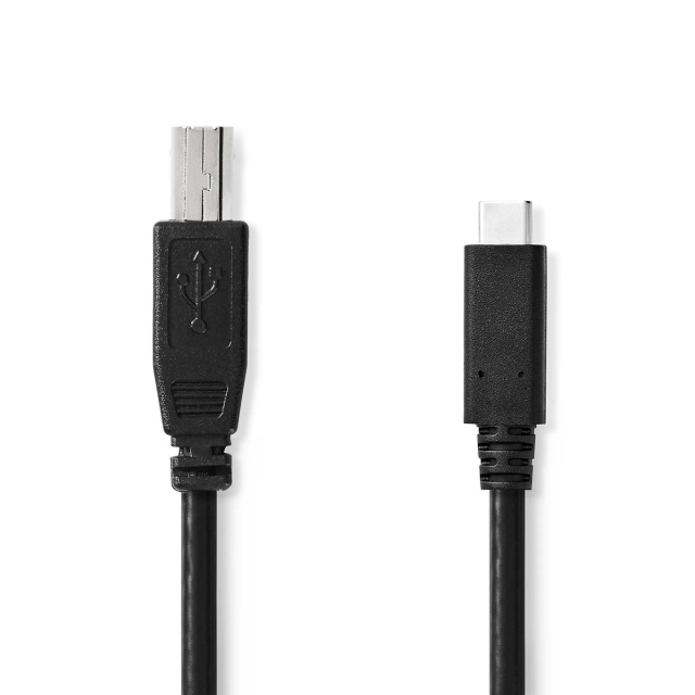 Nedis USB-kabel | USB 2.0 | USB-C™ Hann | USB-B Han | 480 Mbps | Nikkel belagt | 1.00 m | Rund | PVC | Sort | Label