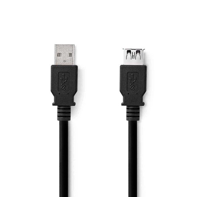 Nedis USB-kabel | USB 3.2 Gen 1 | USB-A Han | USB-A Hun | 5 Gbps | Nikkel belagt | 2.00 m | Rund | PVC | Sort | Label