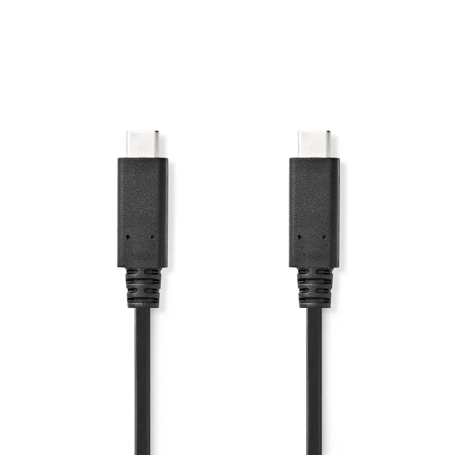 Nedis USB-kabel | USB 3.2 Gen 2 | USB-C™ Hann | USB-C™ Hann | 240 W | 8K@30Hz | 20 Gbps | Nikkel belagt | 1.00 m | Rund | PVC | Sort | Label