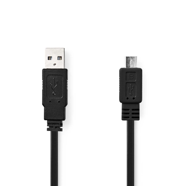 Nedis USB-kabel | USB 2.0 | USB-A Han | USB Micro-B Han | 480 Mbps | Nikkel belagt | 1.00 m | Flatt | PVC | Sort | Konvolutt