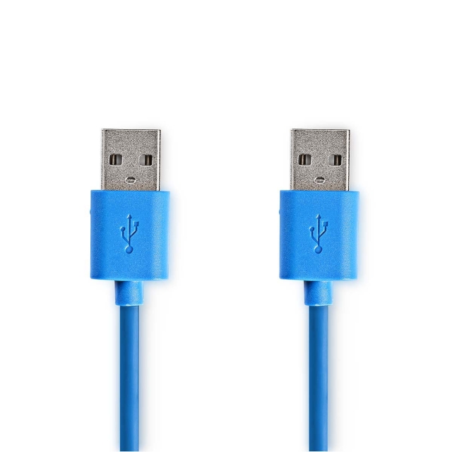 Nedis USB-kabel | USB 3.2 Gen 1 | USB-A Han | USB-A Han | 5 Gbps | Nikkel belagt | 2.00 m | Rund | PVC | Blå | Konvolutt