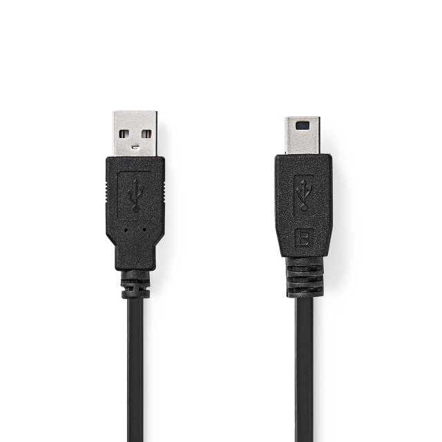 Nedis USB-kabel | USB 2.0 | USB-A Han | USB Mini-B 5 pins Han | 480 Mbps | Nikkel belagt | 3.00 m | Rund | PVC | Sort | Label