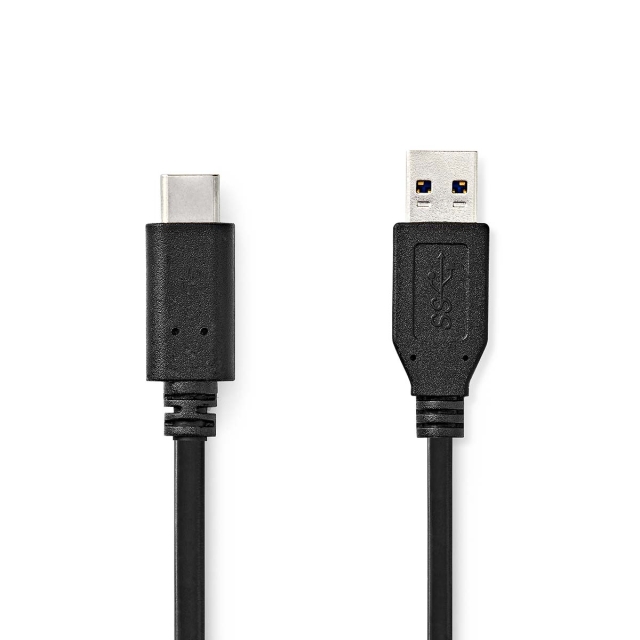 Nedis USB-kabel | USB 3.2 Gen 2 | USB-A Han | USB-C™ Hann | 60 W | 10 Gbps | Nikkel belagt | 1.00 m | Rund | PVC | Sort | Label
