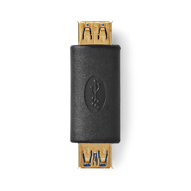 Nedis USB-A Adapter | USB 3.2 Gen 1 | USB-A Hun | USB-A Hun | 5 Gbps | Rund | Gull belagt | Antrasitt | Boks