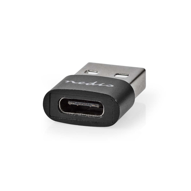 Nedis USB-A Adapter | USB 2.0 | USB-A Han | USB-C™ Hunn | 480 Mbps | Rund | Nikkel belagt | Sort | Boks