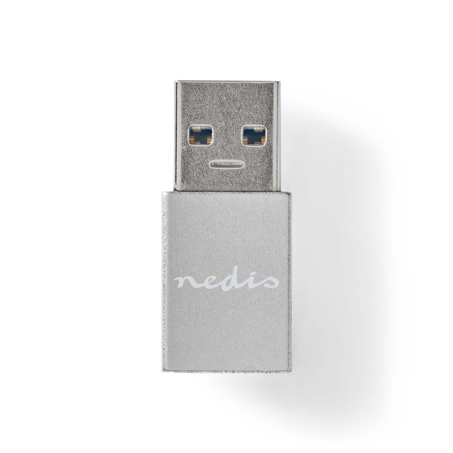 Nedis USB-A Adapter | USB 3.2 Gen 1 | USB-A Han | USB-C™ Hunn | 5 Gbps | Rund | Nikkel belagt | Sort | Boks