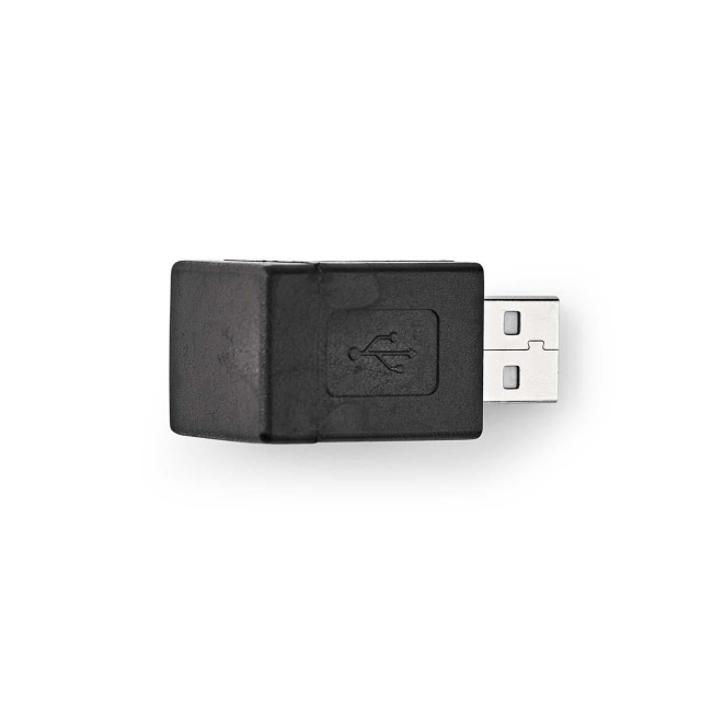 Nedis USB-A Adapter | USB 2.0 | USB-A Han | USB-A Hun | 480 Mbps | Rund | Nikkel belagt | PVC | Sort | Boks