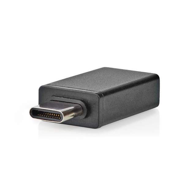 Nedis USB-C™ Adapter | USB 3.2 Gen 1 | USB-C™ Hann | USB-A Hun | 5 Gbps | OTG | Rund | Nikkel belagt | Sort | Boks