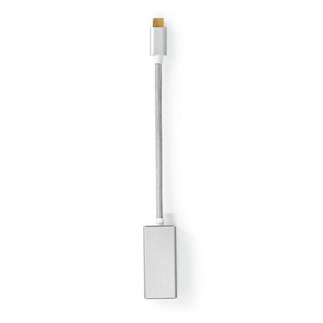 Nedis USB-C™ Adapter | USB 3.2 Gen 1 | USB-C™ Hann | DisplayPort Hun | 0.20 m | Rund | Gull belagt | Flettet / Nylon | Sølv | Deksel Vindusboks