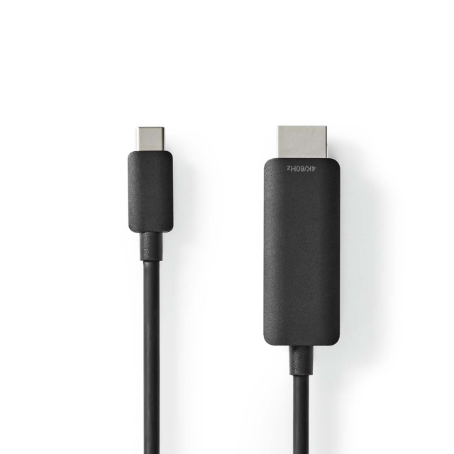 Nedis USB-C™ Adapter | USB 3.2 Gen 1 | USB-C™ Hann | HDMI ™ -kontakt | 4K@60Hz | 2.00 m | Rund | Nikkel belagt | PVC | Sort | Label