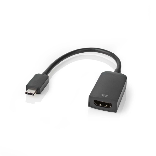 Nedis USB-C™ Adapter | USB 3.2 Gen 1 | USB-C™ Hann | HDMI™ Output | 4K@60Hz | 0.20 m | Rund | Nikkel belagt | PVC | Sort | Boks