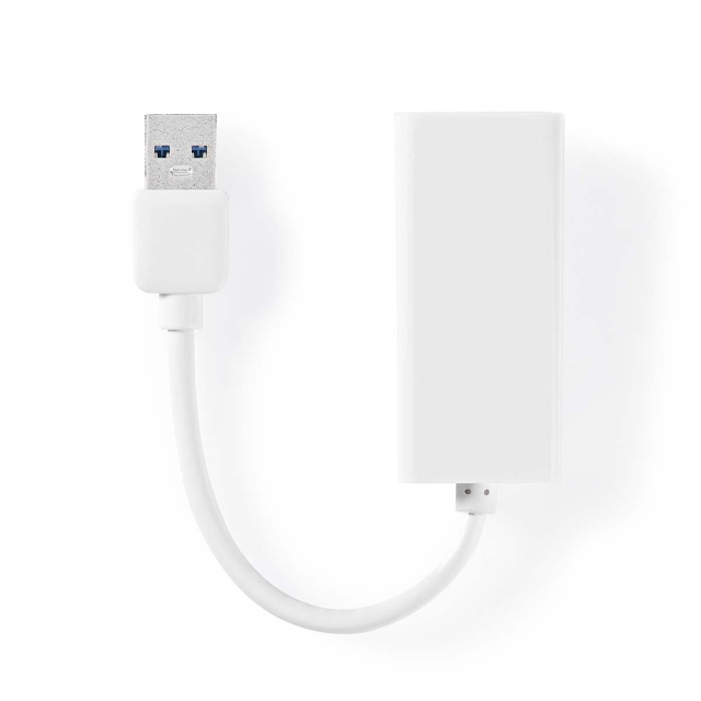 Nedis USB-nettverkskort | USB 3.2 Gen 1 | 1 Gbps | USB-A Han | RJ45 Hun | 0.20 m | Rund | Nikkel belagt | Bare kobber | Hvit | Boks