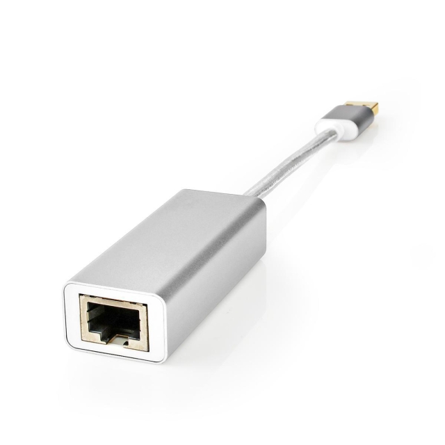 Nedis USB-nettverkskort | USB 3.2 Gen 1 | 1 Gbps | USB-A Han | RJ45 Hun | 0.20 m | Rund | Gull belagt | Bare kobber | Sølv | Deksel Vindusboks