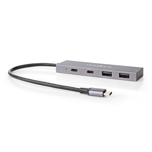 Nedis USB-hub | 1x USB-C™ 3.2 Gen 2 Male | 2x USB-A 3.2 Gen 2 Female / 2x USB-C™ 3.2 Gen 2 Female | 4-Port port(s) | USB 3.2 Gen 2 | USB-Strøm | 10 Gbps