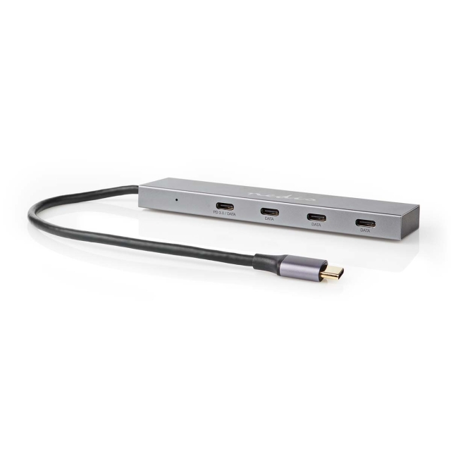 Nedis USB-hub | 1x USB-C™ 3.2 Gen 2 Male | USB-C™ 3.2 Gen 2 Female with PD 3.0 / 3x USB-C™ 3.2 Gen 2 Female | 4-Port port(s) | USB 3.2 Gen 2 | USB-Strøm | 10 Gbps