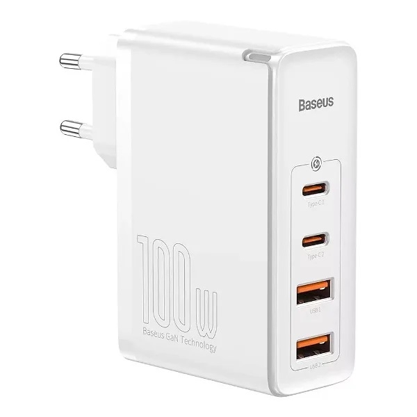Baseus GaN2 Pro hurtiglader 2xUSB + 2xUSB-C 100W (hvit)
